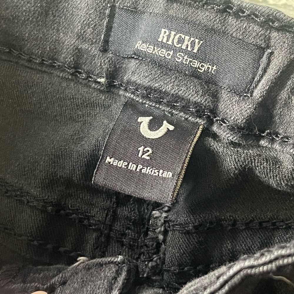 True Religion NWT Ricky relaxed straight cargo jeans in black adjustable waist - Picture 8 of 11